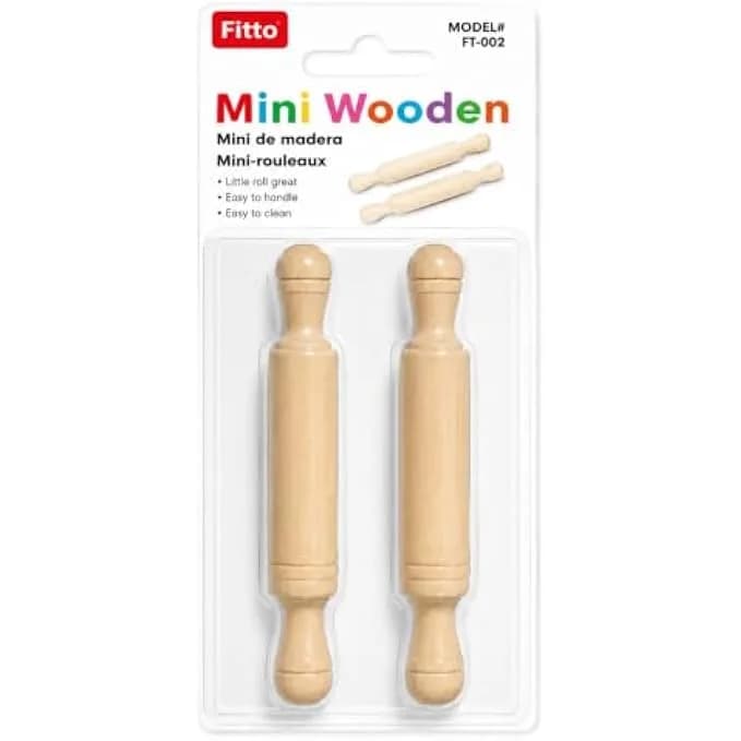 Mini Wooden Rolling Pin Set - 2-Piece 24 cm Smooth Rolling Tools with Easy-Grip Handles for Dough, Fondant, Cookies and Crafts