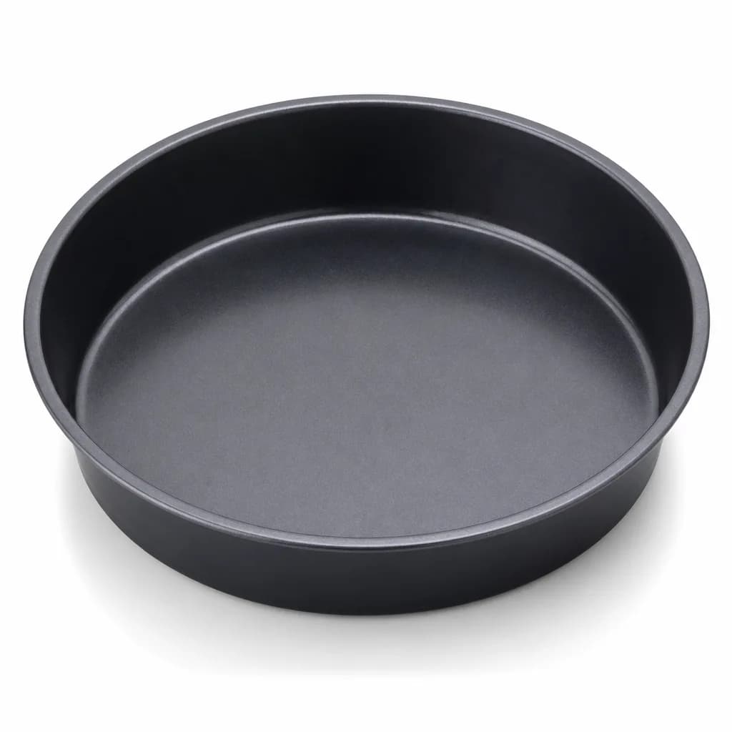 FITTO Round Cake Mold 24 cm, Carbon Steel Non-Stick Baking Pan, Black, 1 Piece