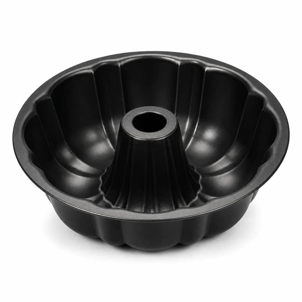 FITTO Fluted Carbon Steel Non-Stick Bundt Cake Mold, 24 cm, Black, 1 Piece