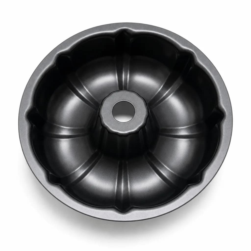 FITTO 26 cm Fluted Carbon Steel Non-Stick Bundt Cake Mold, Black, 1 Piece