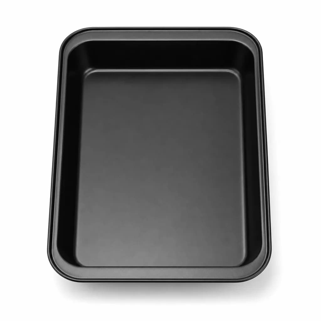 FITTO Cake Mold, Black Rectangular Carbon Steel Non-Stick Baking Pan, 32 × 22 × 5 cm, 1 Piece
