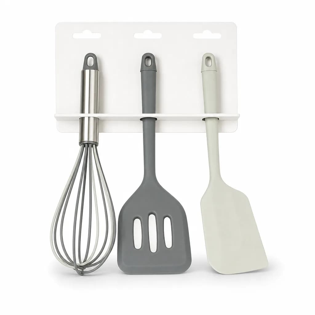 FITTO Mini Baking Utensil Set, 3-Piece Whisk, Turner and Spatula Set
