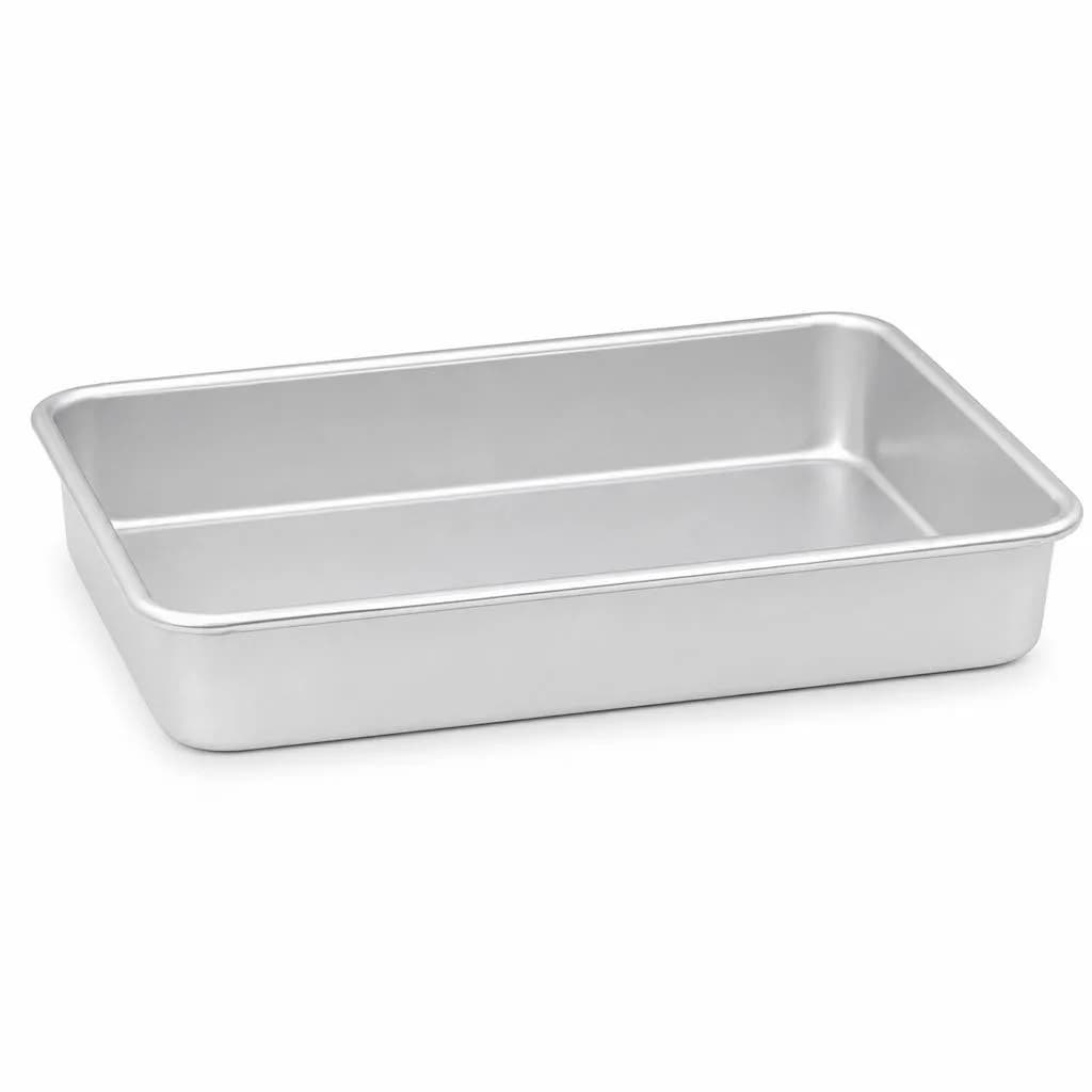 Aluminium Rectangular Cake Pan - Rolled Rim, Silver, 30 cm