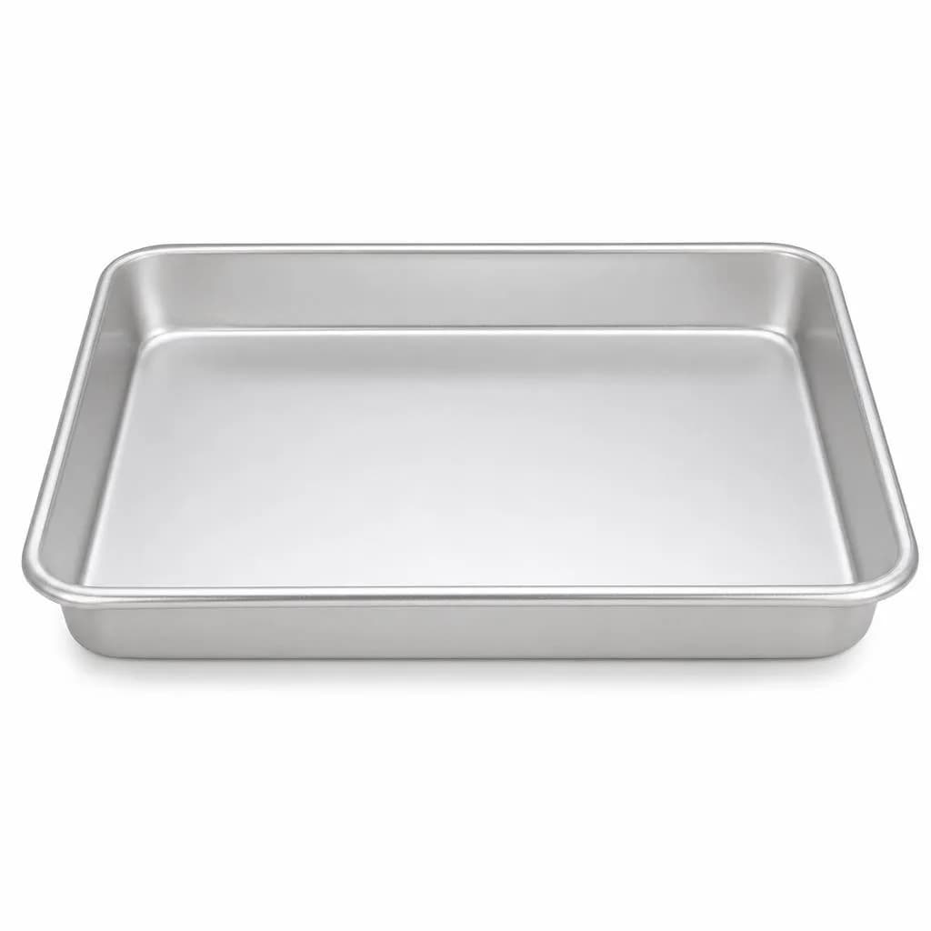 Aluminium Rectangular Cake Pan - Wide, Rolled Rim, Silver, 35 cm