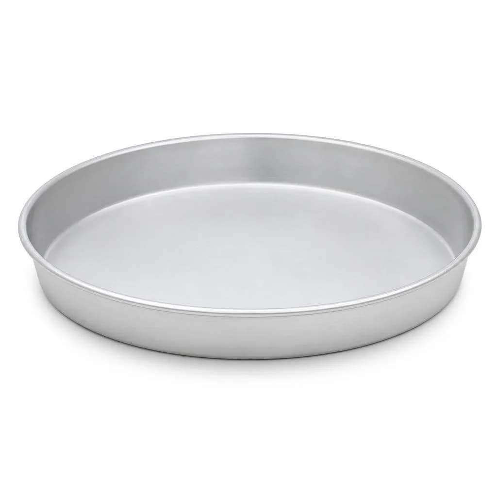 Aluminium Shallow Round Baking Pan - For Pizza and Tarts, Silver, 30 cm
