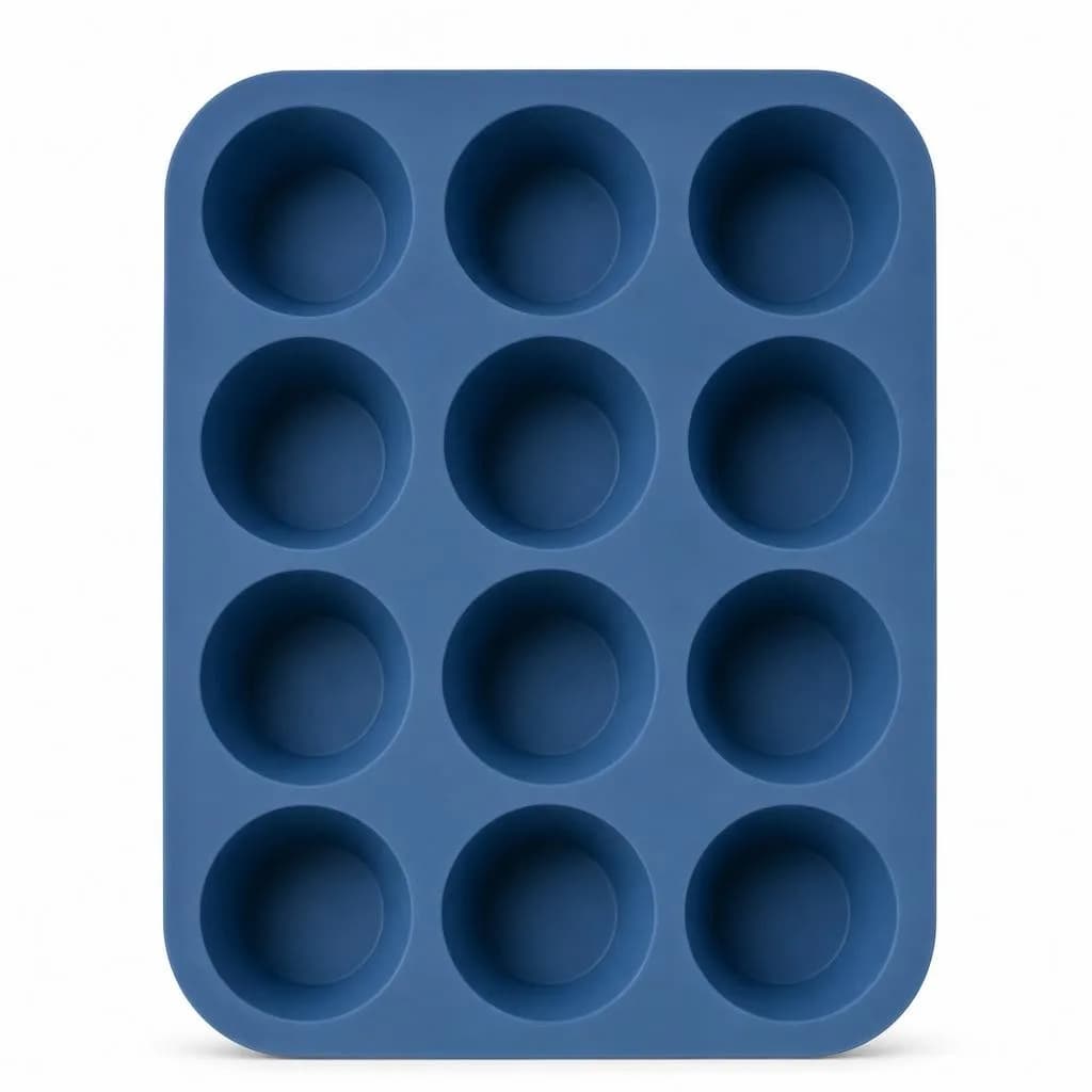 Silicone Muffin Tray - 12 Cup, Non-Stick, Blue