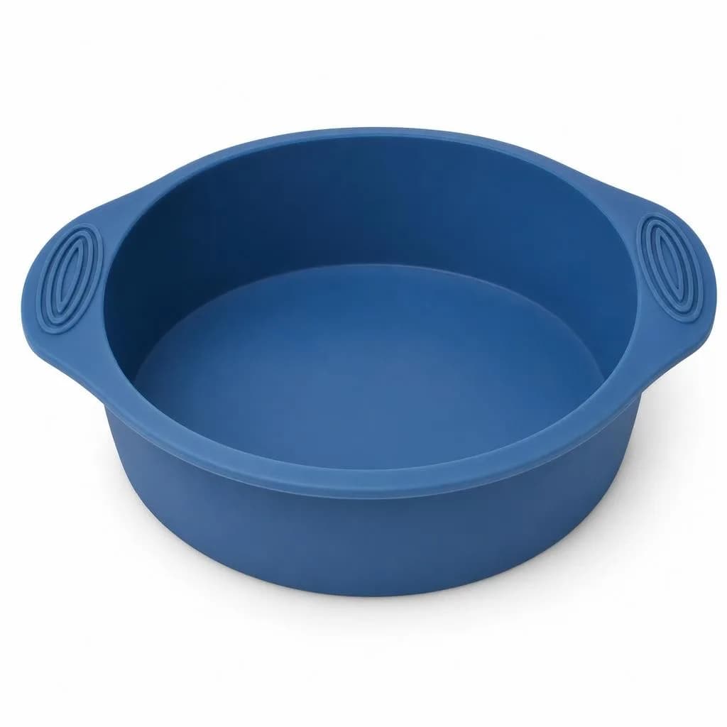 Silicone Round Cake Mould with Handles - Deep, Non-Stick, Blue, 26 cm