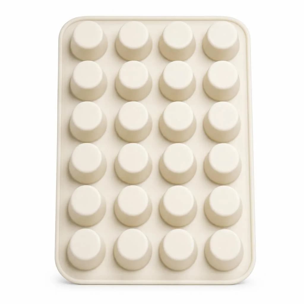 Silicone Round Cup Cake Mould - 24 Cavity, Cream