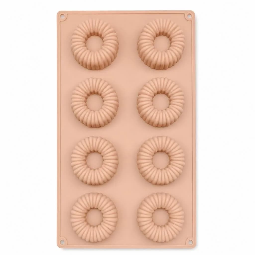 Silicone Fluted Ring Cookie Mould - 8 Cavity, Peach Pink