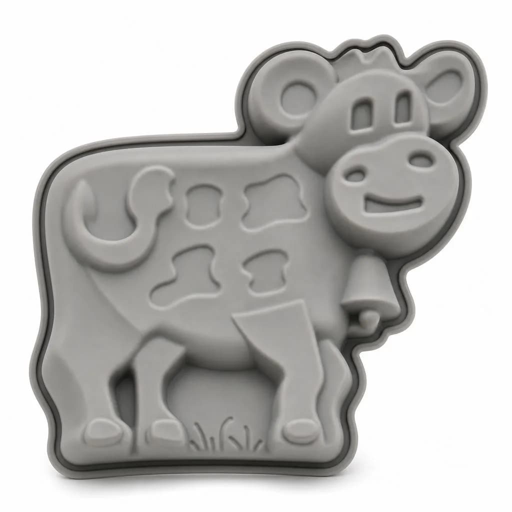Silicone Cow Shaped Cake Mould - Single Cavity, Grey