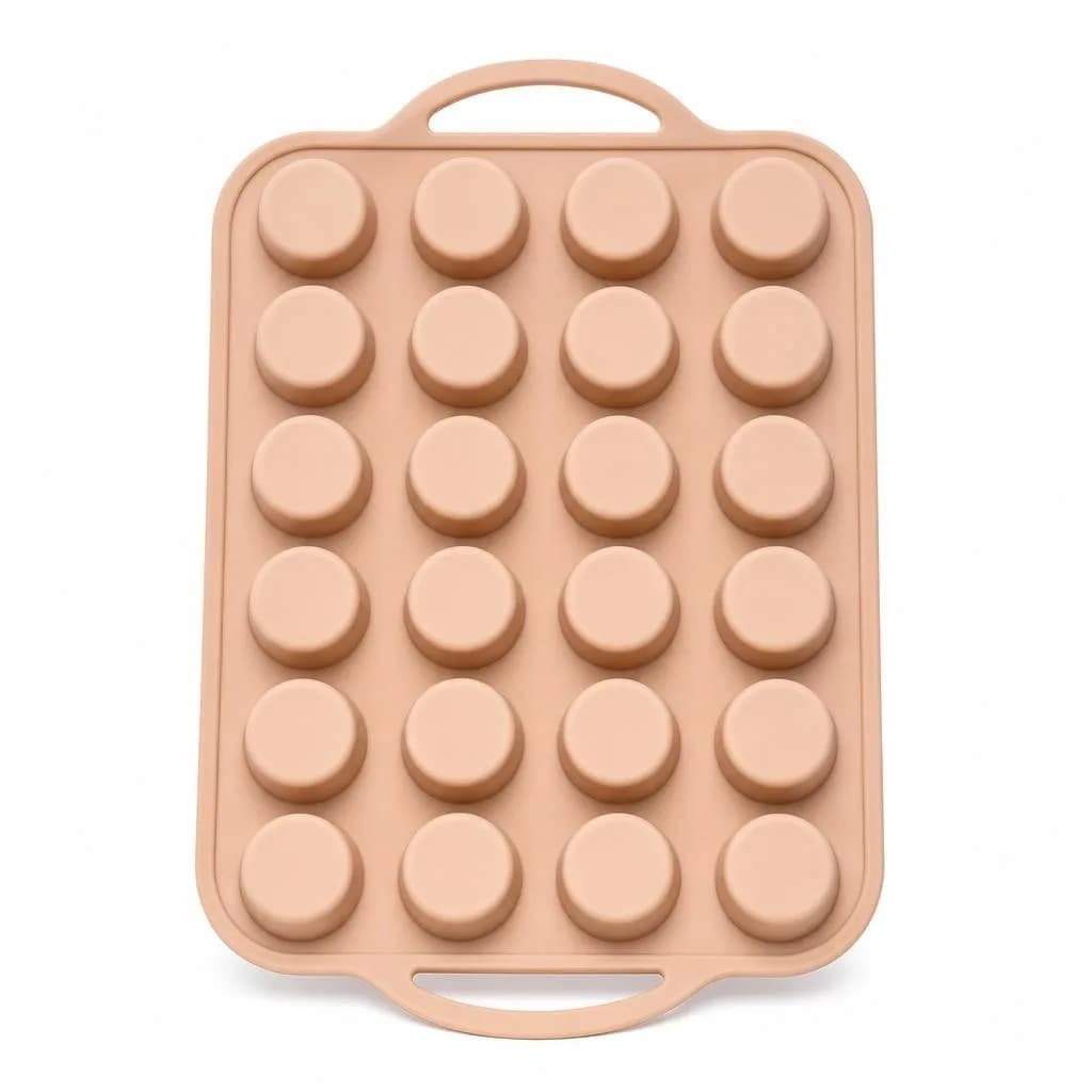 Silicone Mini Cake Mould - 24 Cup, with Handle, Peach