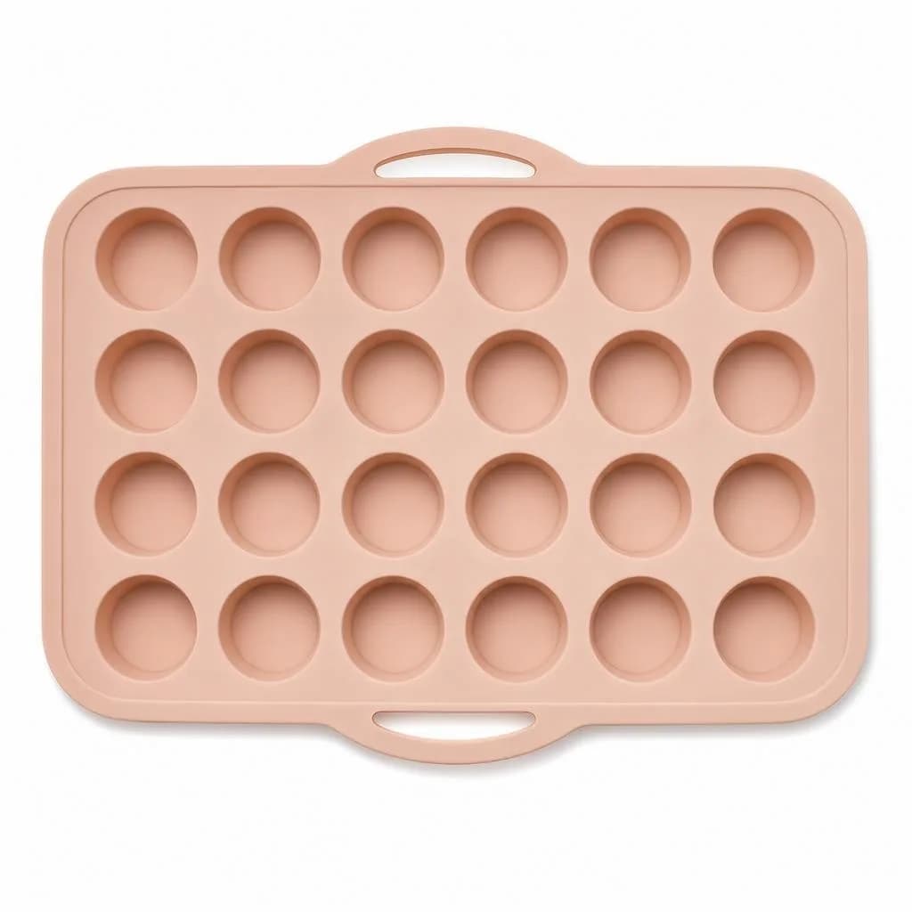Silicone Mini Cake Mould Tray - Round Cavities, Peach, 30 x 22 cm
