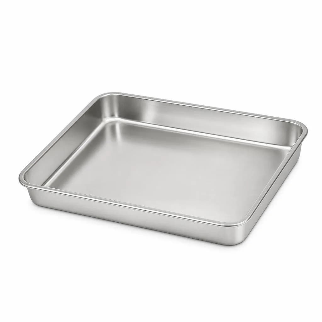 Stainless Steel Baking Tray - Rectangular, Silver, 35 x 25 cm