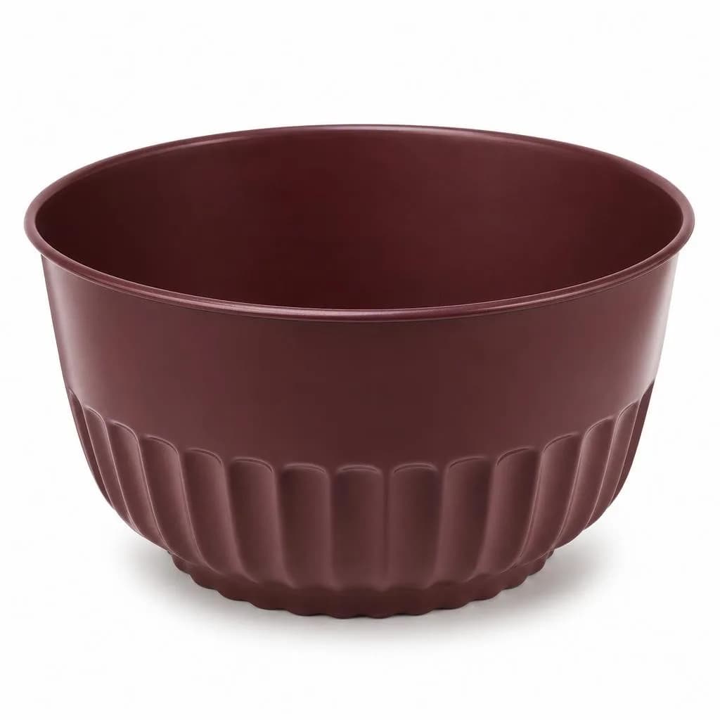 Non-Stick Fluted Round Cake Mould - Carbon Steel, Maroon, 24 x 24 cm