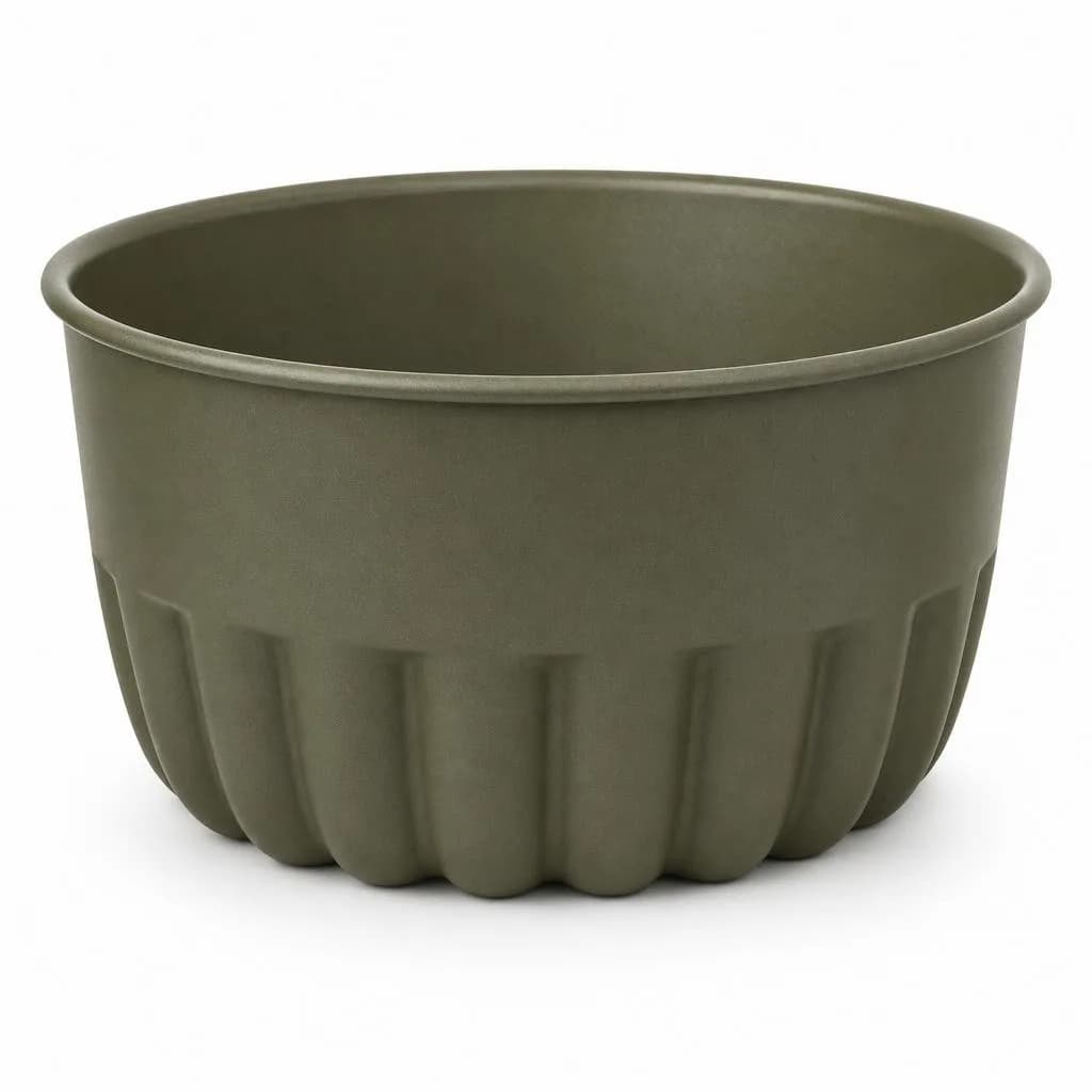 Non-Stick Fluted Round Cake Mould - Carbon Steel, Olive, 24 x 24 cm
