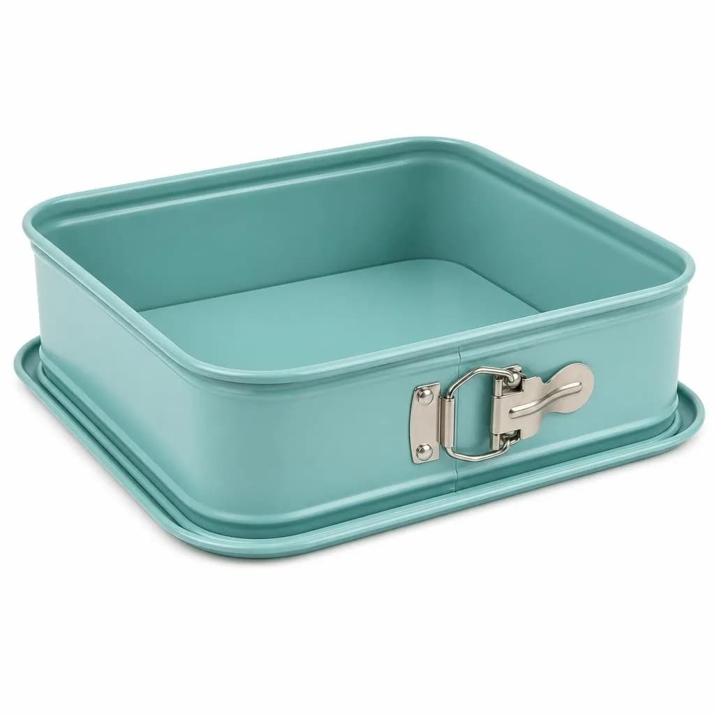Non-Stick Square Springform Cake Pan - Carbon Steel, Teal, 24 x 24 cm