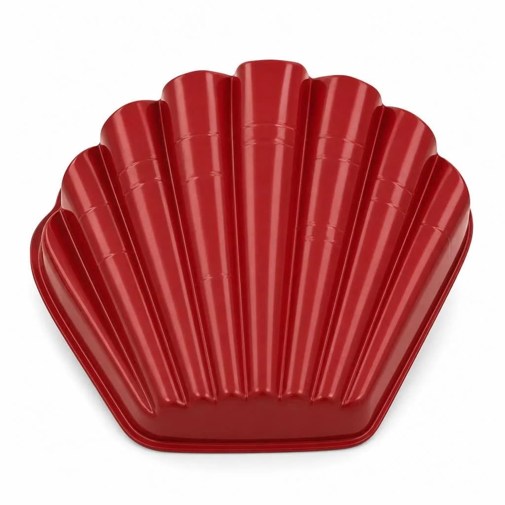 Non-Stick Scallop Shell Cake Mould - Carbon Steel, Red, 22 x 20 cm