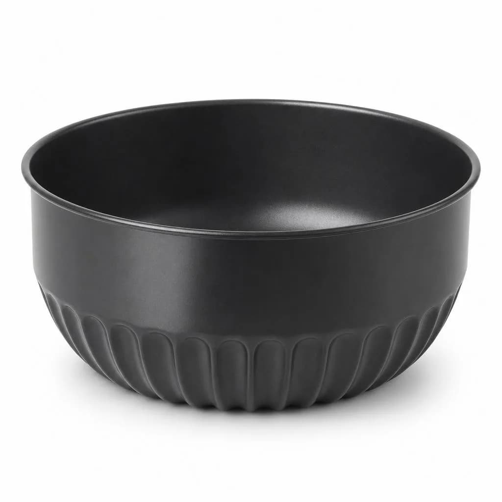 Non-Stick Fluted Round Cake Mould - Carbon Steel, Black, 24 x 24 cm