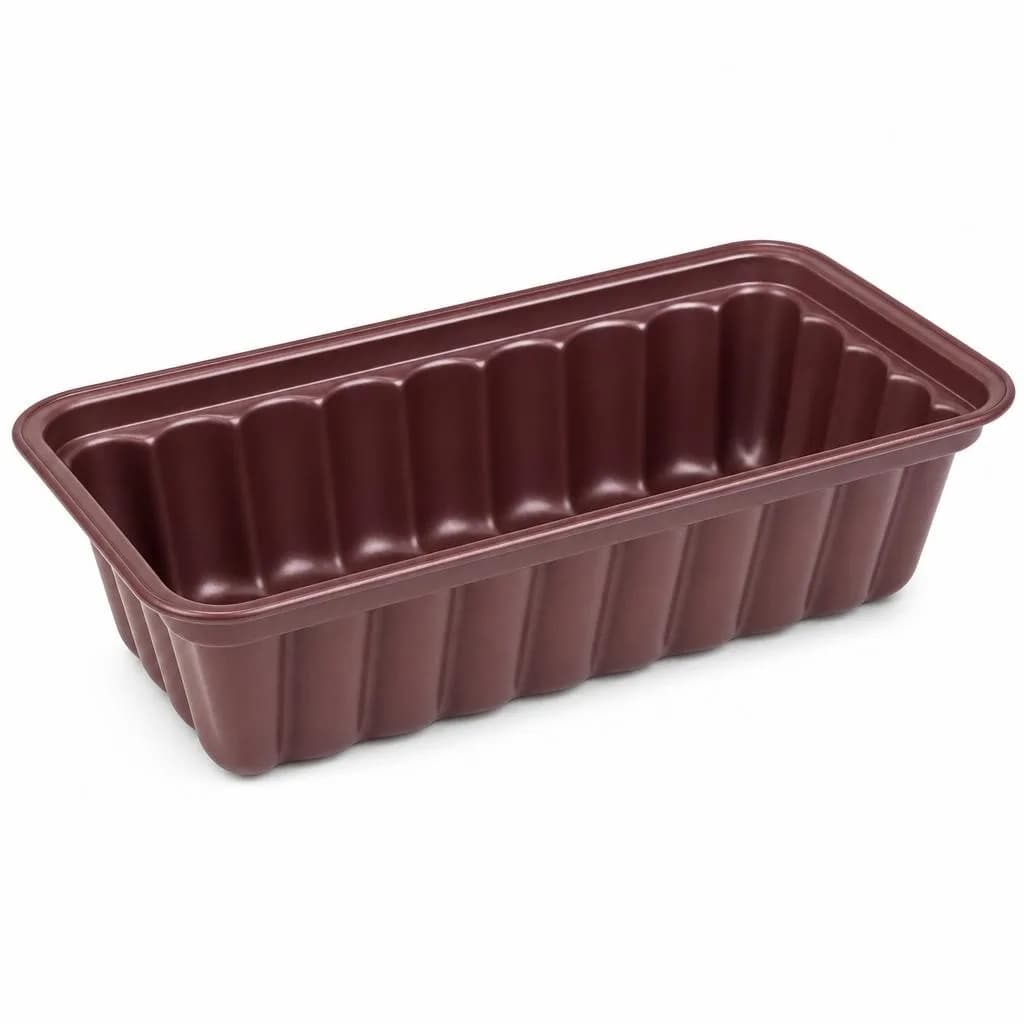 Non-Stick Fluted Loaf Mould - Carbon Steel, Maroon, 28 x 14 cm