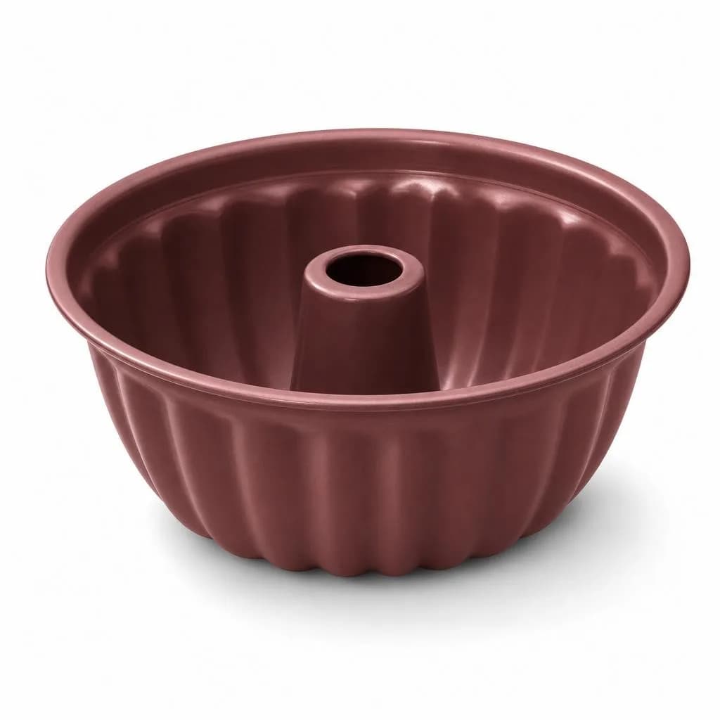 Non-Stick Fluted Ring Cake Pan - Carbon Steel, Burgundy, 24 x 24 cm