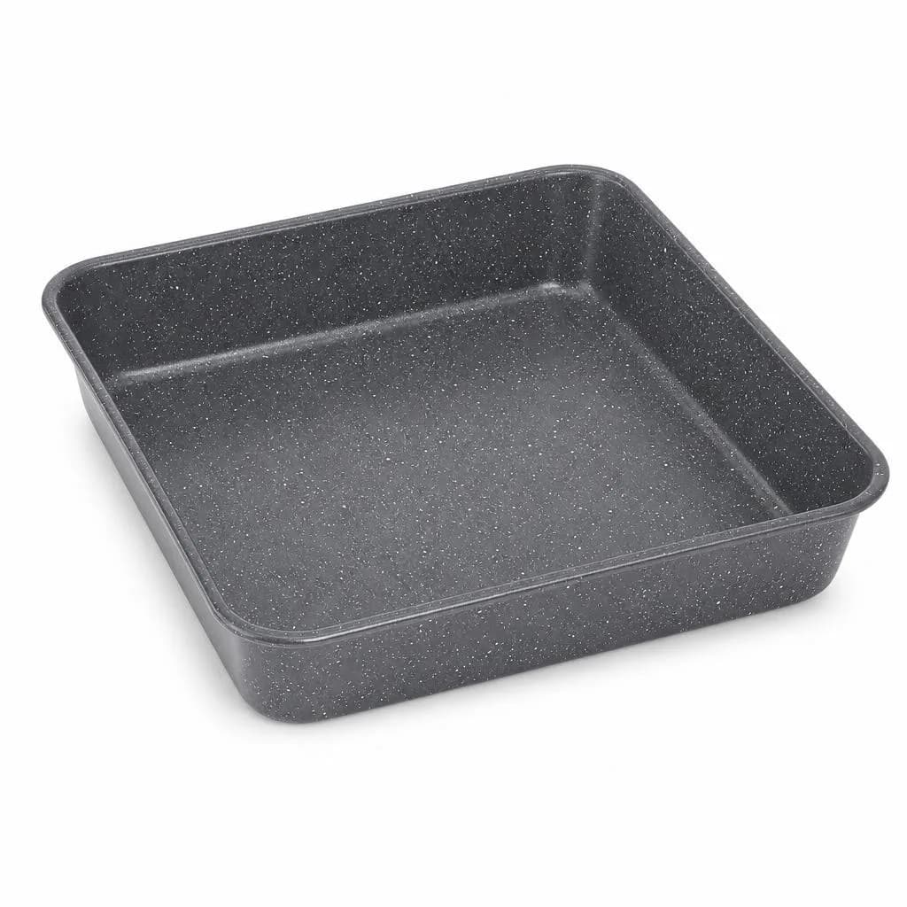 Non-Stick Speckled Square Cake Pan - Carbon Steel, Dark Grey Speckled, 24 x 24 cm
