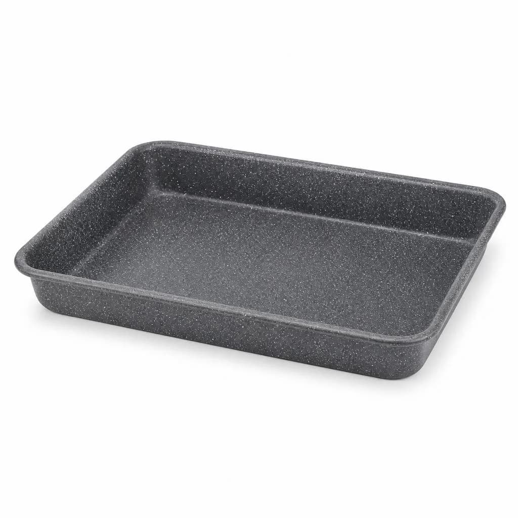 Non-Stick Speckled Rectangular Cake Pan - Carbon Steel, Dark Grey Speckled, 32 x 22 cm