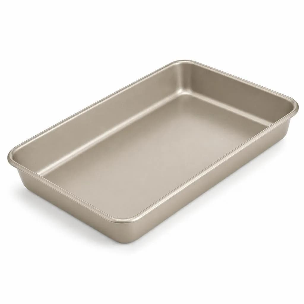 Non-Stick Rectangular Cake Pan - Carbon Steel, Beige, 32 x 22 cm