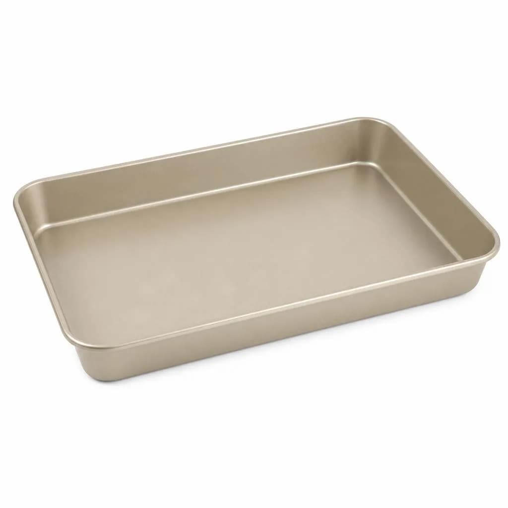 Non-Stick Large Rectangular Cake Pan - Carbon Steel, Beige, 37 x 25 cm