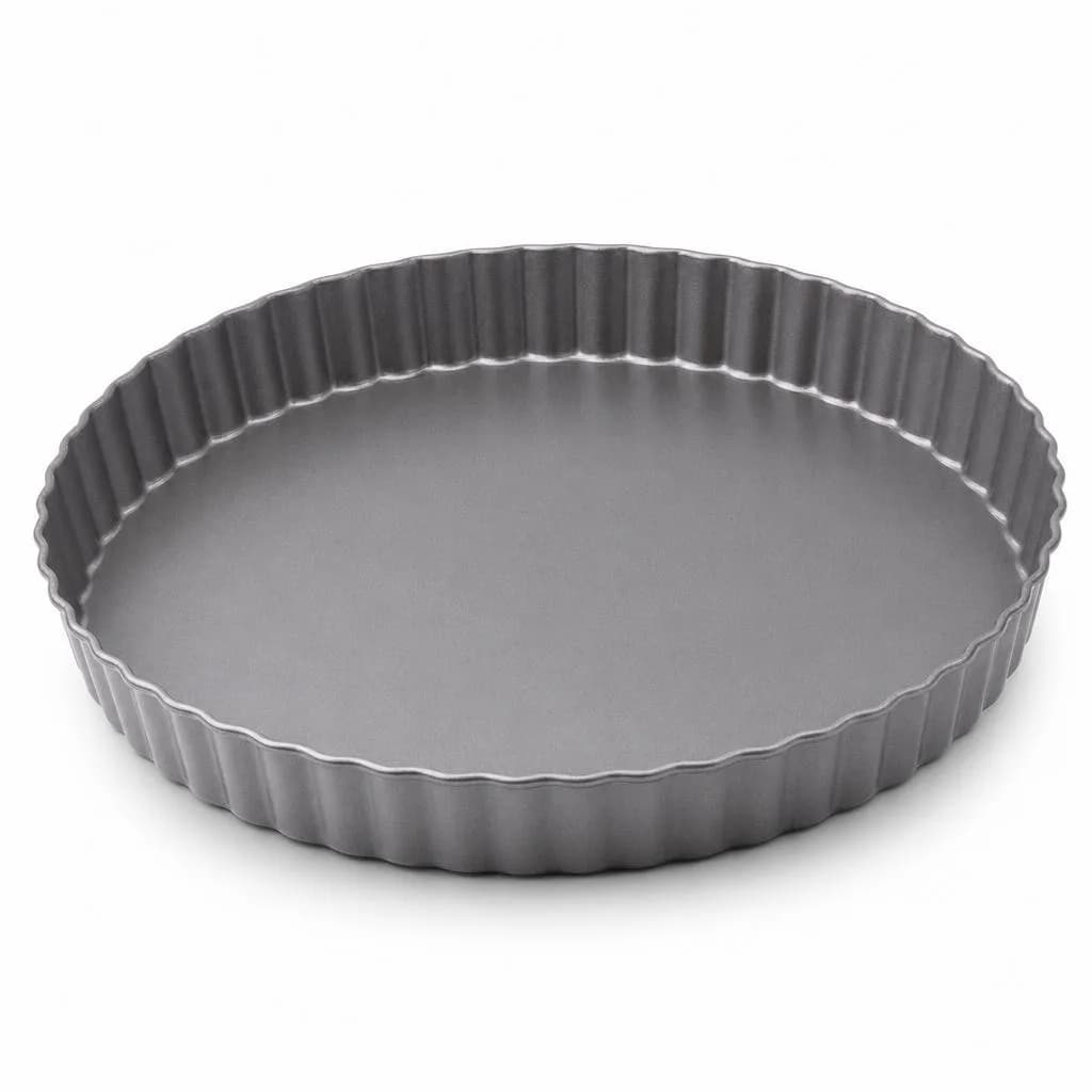 Non-Stick Fluted Tart Pan - Carbon Steel, Silver-Grey, 24 cm