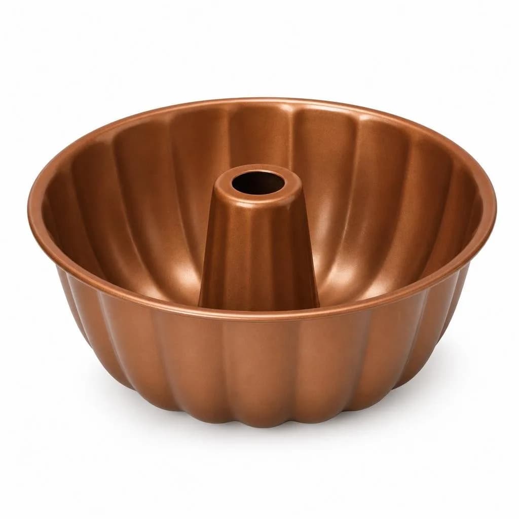Non-Stick Fluted Ring Cake Pan - Carbon Steel, Copper, 24 x 24 cm