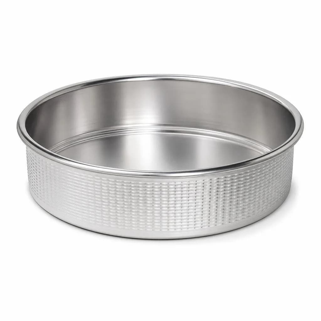Embossed Round Baking Pan - Textured Side Wall, Silver, 24 cm