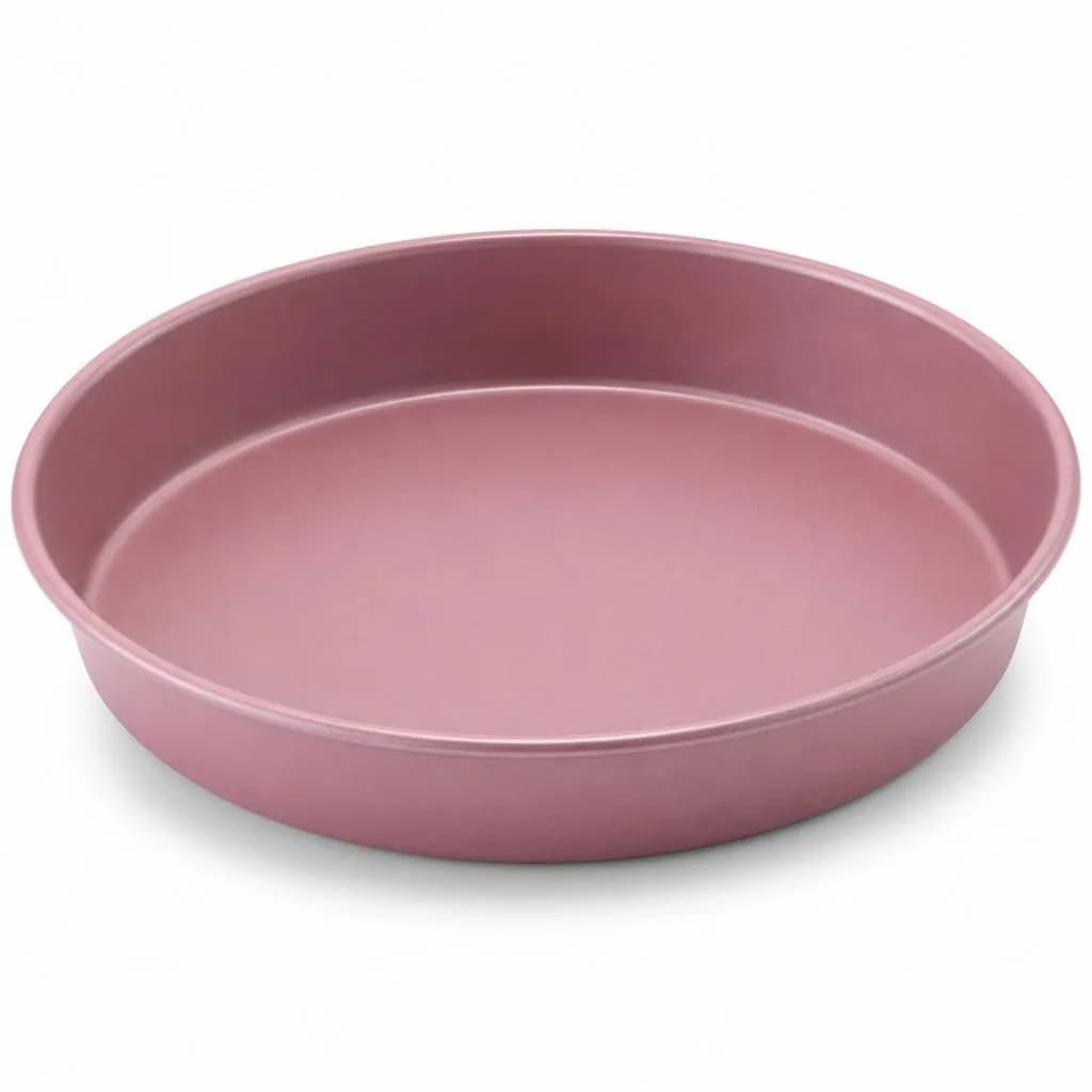 Non-Stick Round Baking Pan - Carbon Steel, Pink, 24 cm