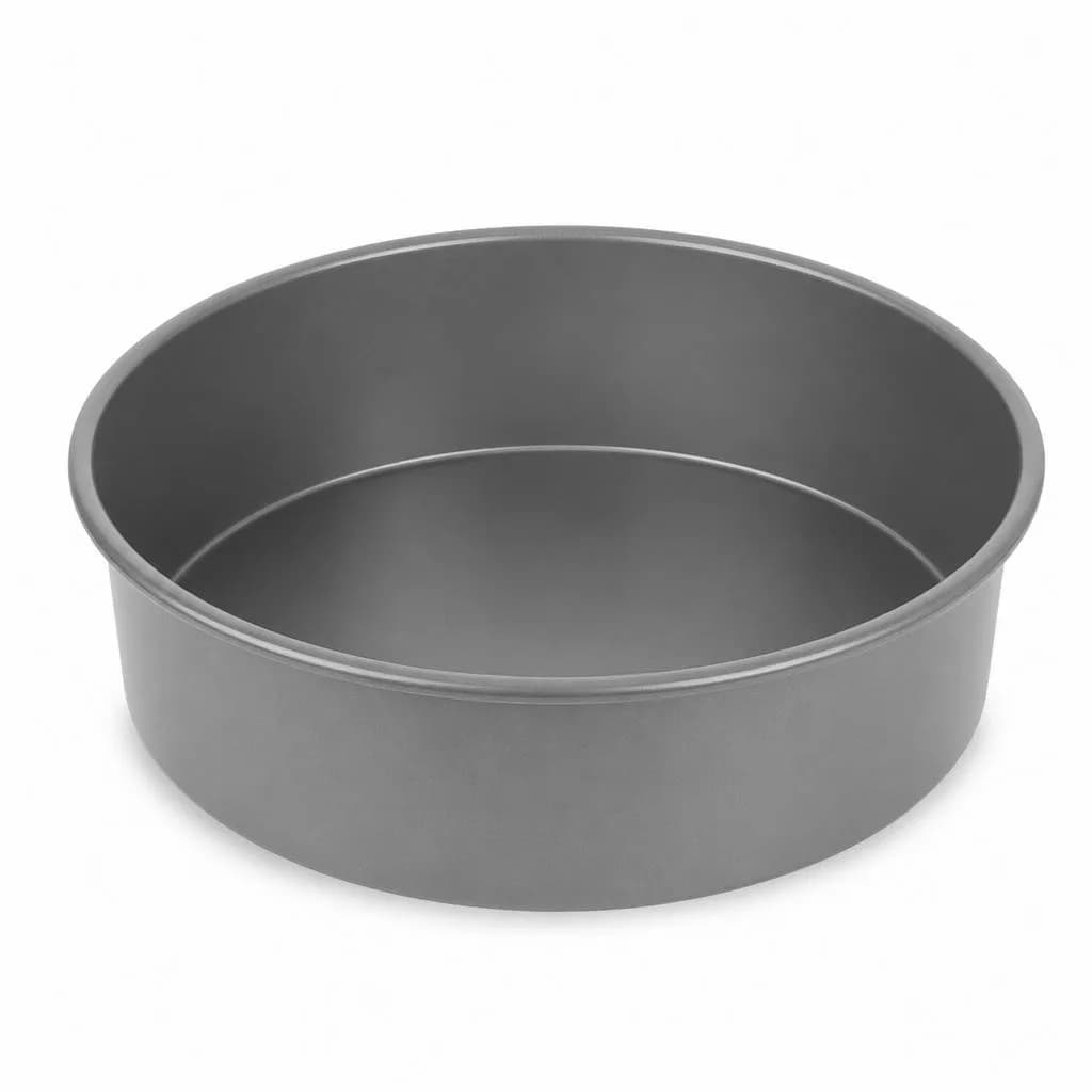 Deep Round Cake Pan - Straight Sides, Rolled Rim, Grey, 24 x 24 cm