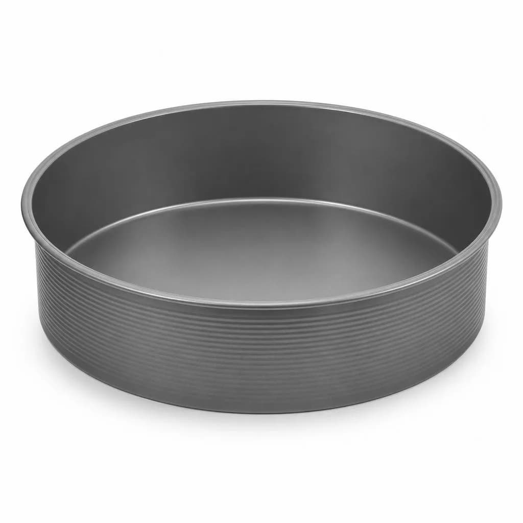 Large Round Cake Pan - Straight Sides, Rolled Rim, Grey, 30 x 30 cm