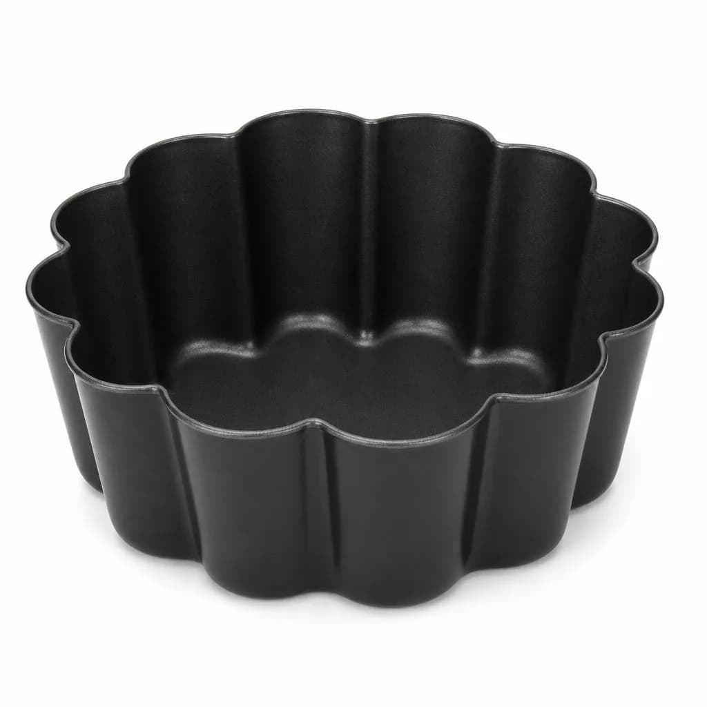 Scalloped Baking Tin - Fluted Sides for Mini Cakes, Black, 14 cm