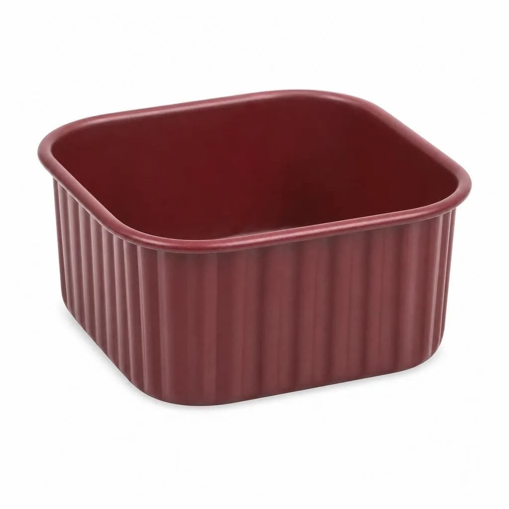 Small Baking Tin - Straight Sides for Mini Cakes, Maroon, 14 cm