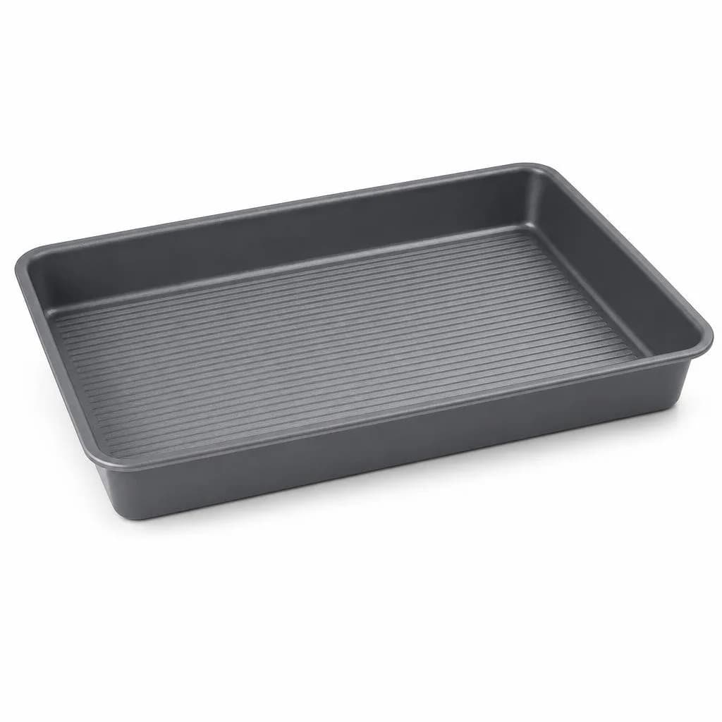 Rectangular Baking Pan - Raised Sides for Cakes and Traybakes, Grey, 32 cm