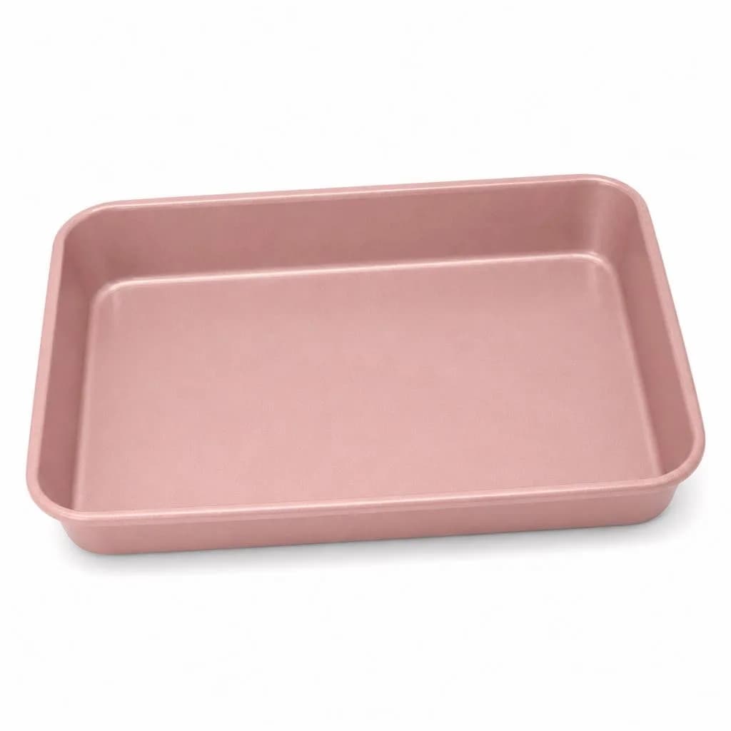 Rectangular Baking Pan - Raised Sides for Traybakes and Cakes, Pink, 32 cm