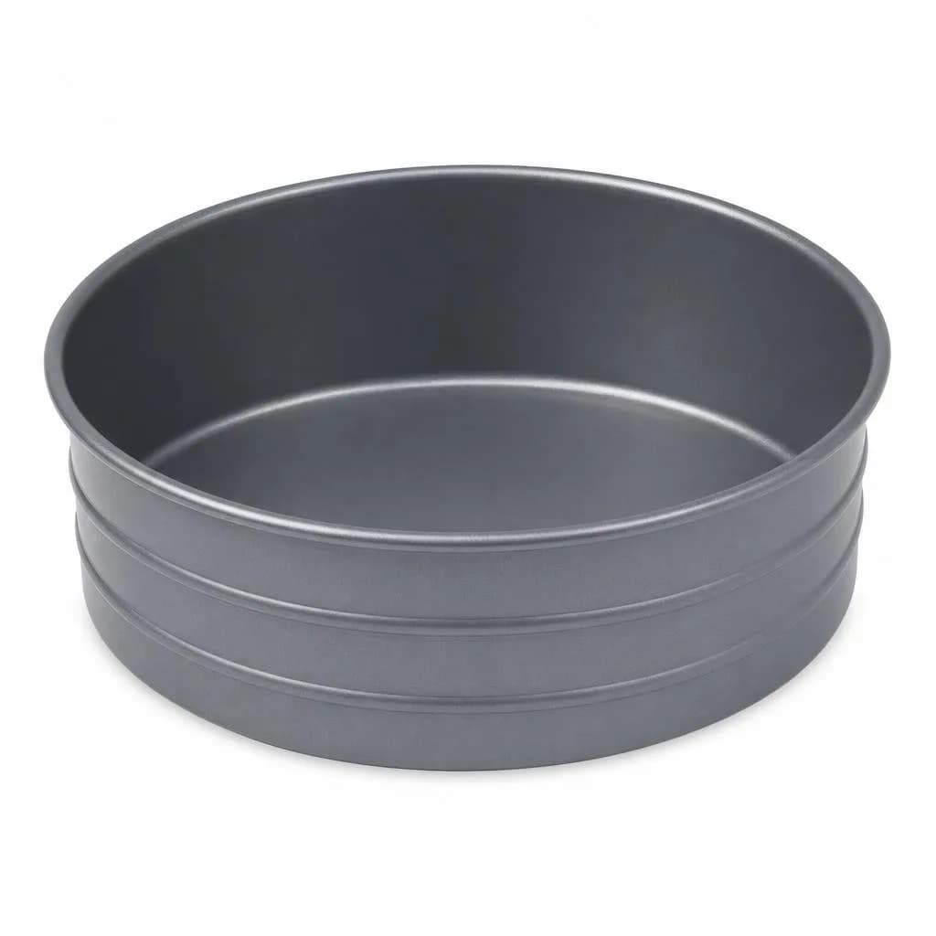 Round Cake Pan - Ridged Side, Deep, Grey, 24 cm