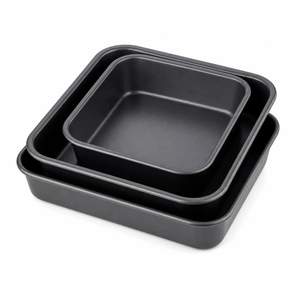 Non-Stick Cake Mould Set - Nested Square Moulds, 12 / 15 / 18 cm, 3 Pieces