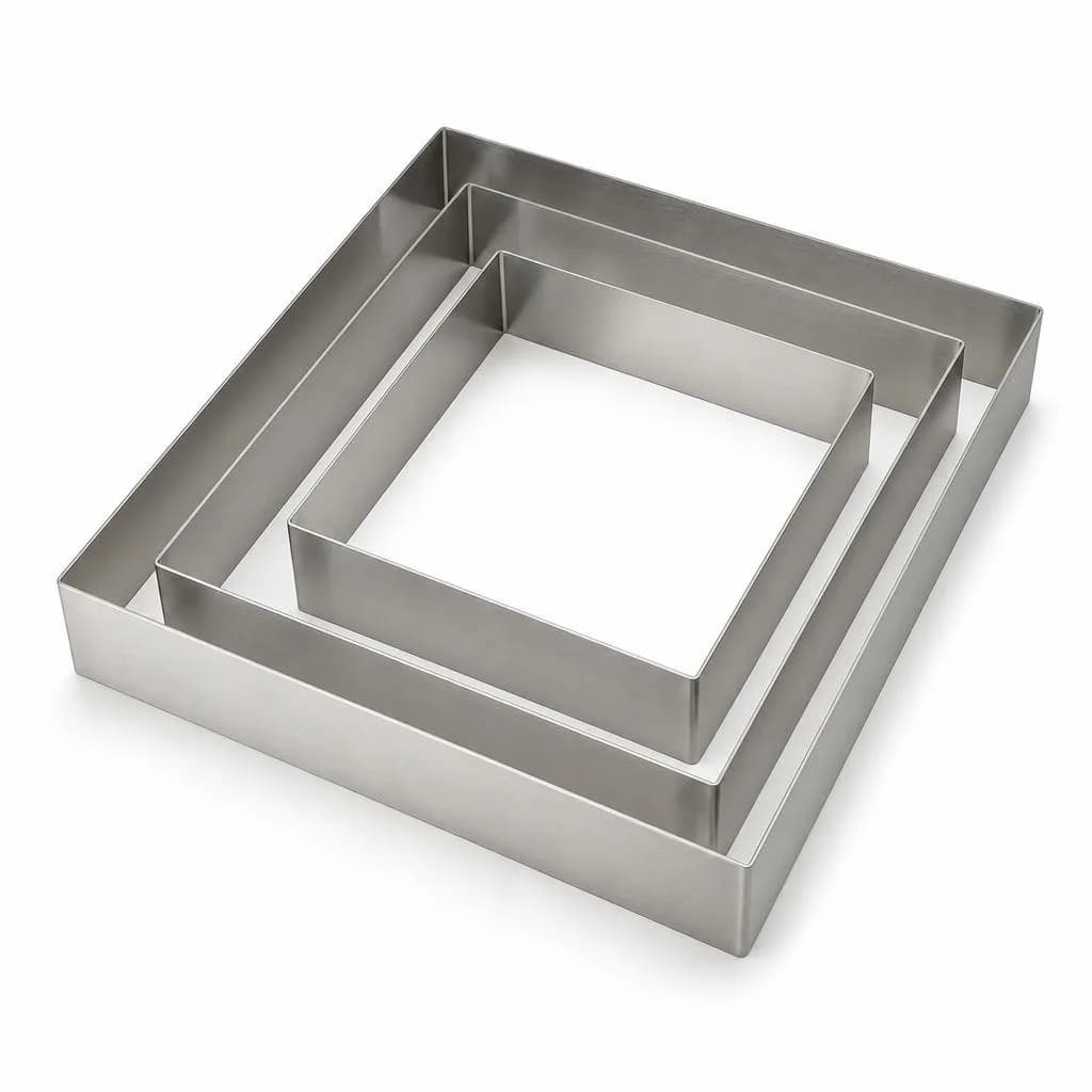 Square Cake Cutting Rings - Stainless Steel, 25 / 20 / 16 cm, 3 Pieces