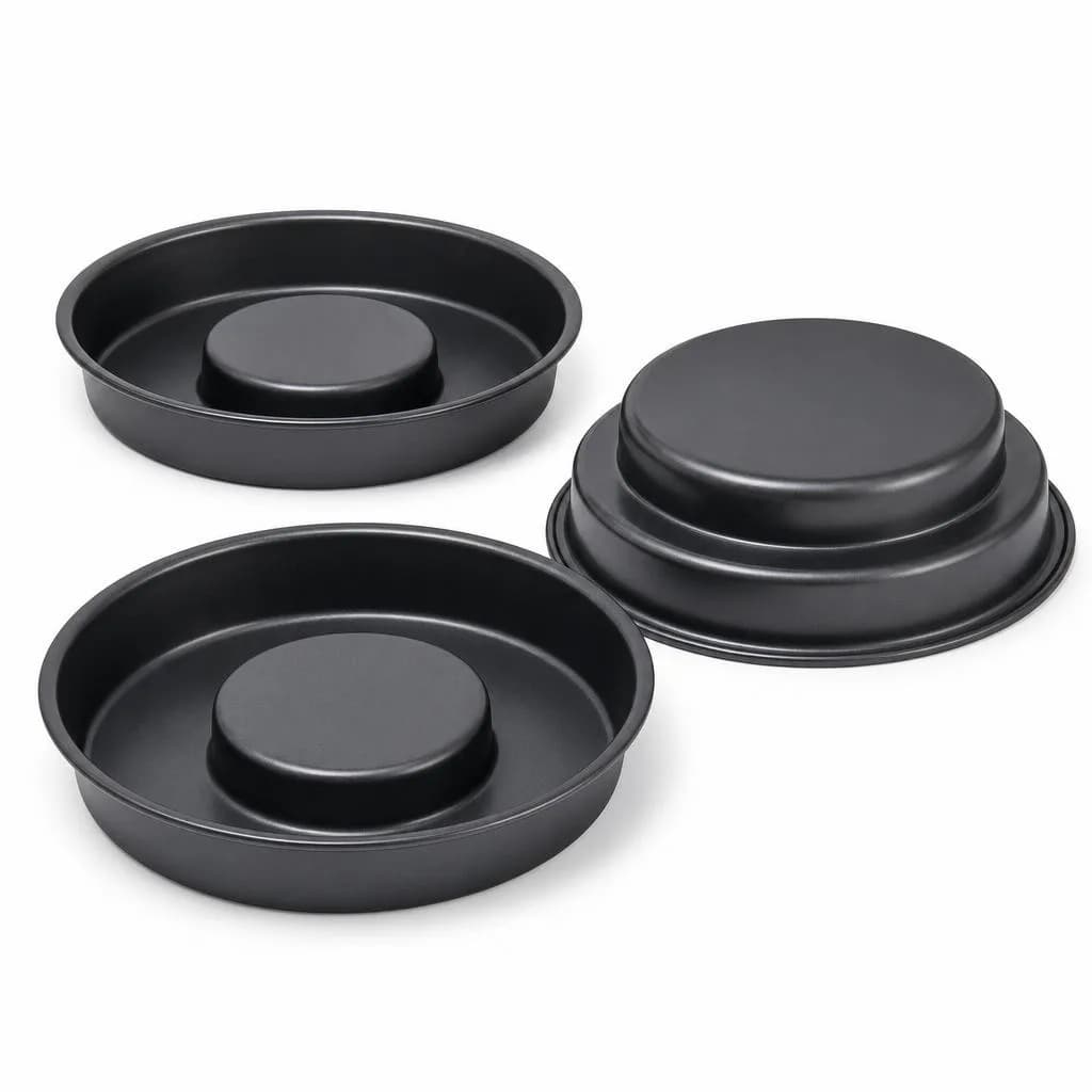Fill & Bake Tier Cake Pan Set - 3 Non-Stick Pans with Stepped Raised Centre for Filled Cakes, Black, 10.5 in (26.7 cm)