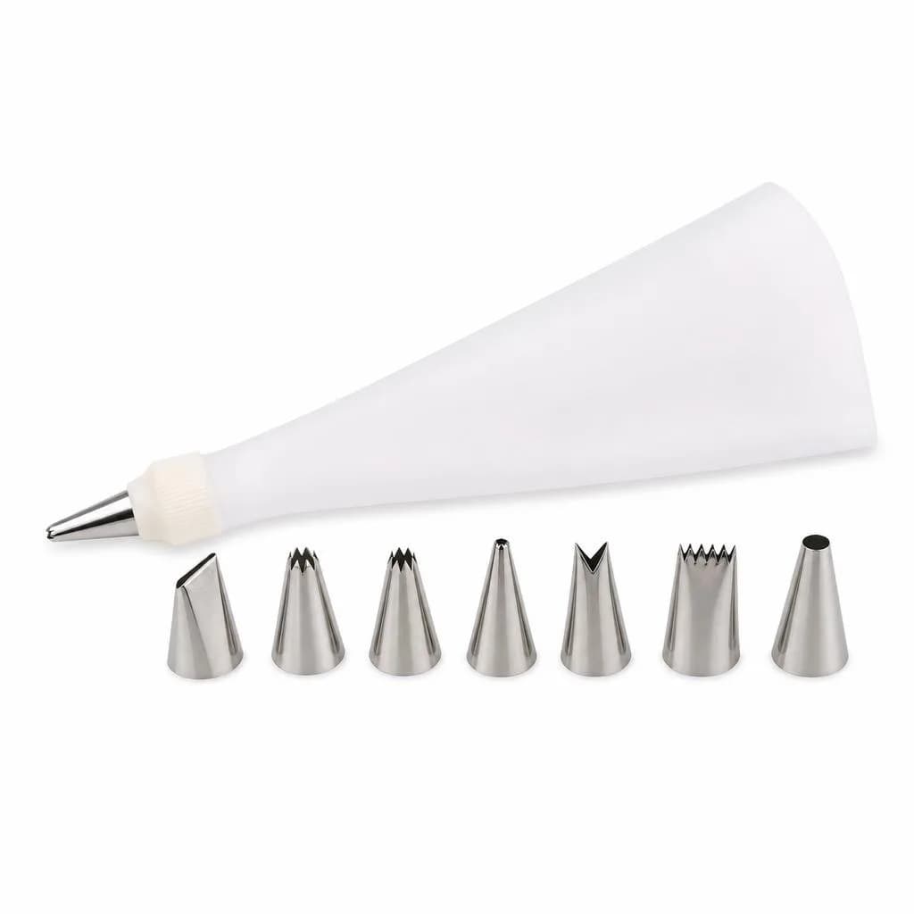 Icing Piping Set - Piping Bag with Stainless Steel Nozzles for Cake and Cupcake Decorating