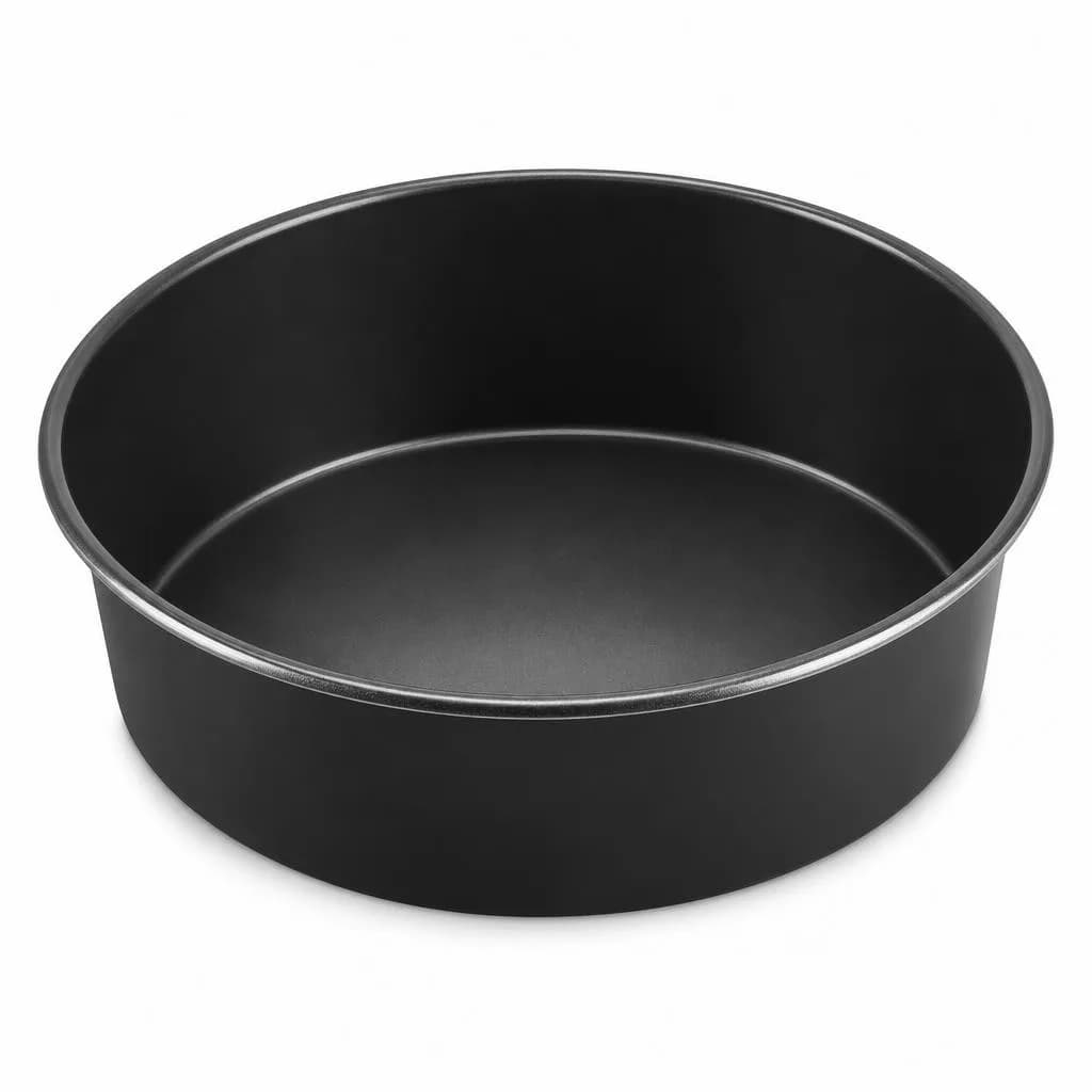 Small Round Cake Pan - Deep, Non-Stick Coated, Black, 18 cm