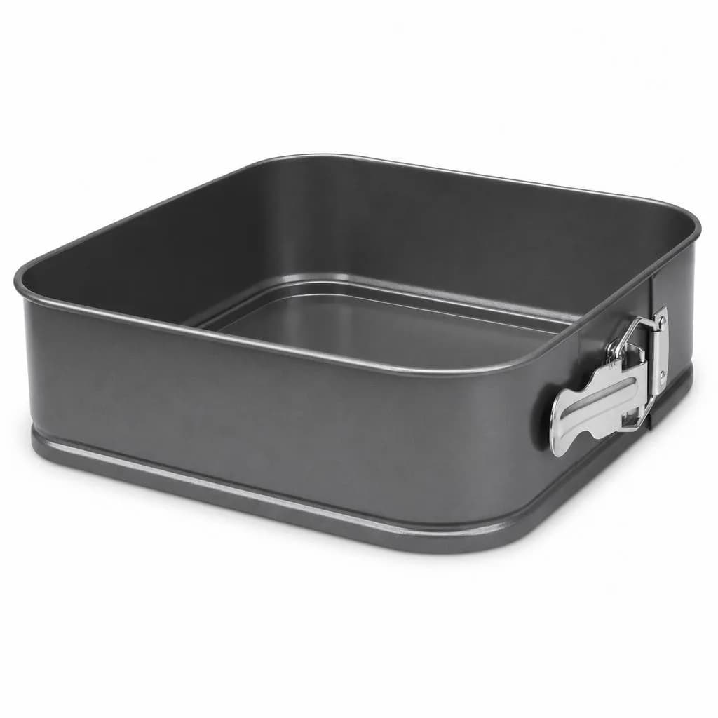 Square Springform Cake Pan - Side Latch, Non-Stick, Grey, 24 cm