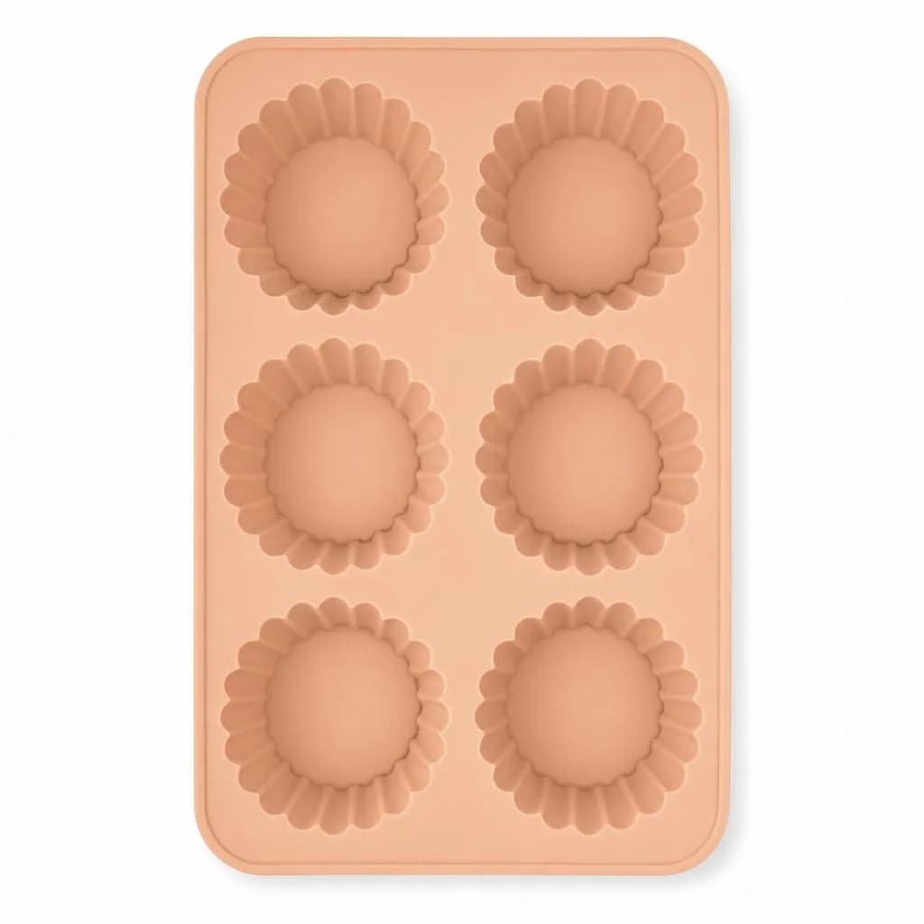 Silicone Baking Mould - 6 Round Cavities, Flexible, Peach