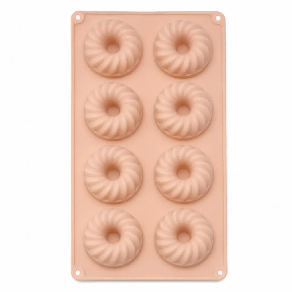 Silicone Ring Mould - 8 Round Cavities, Flexible, Peach