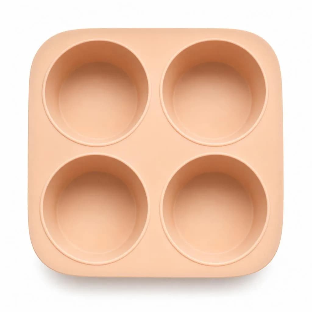 Silicone Muffin Mould - 4 Cavities, Non-Stick, Peach