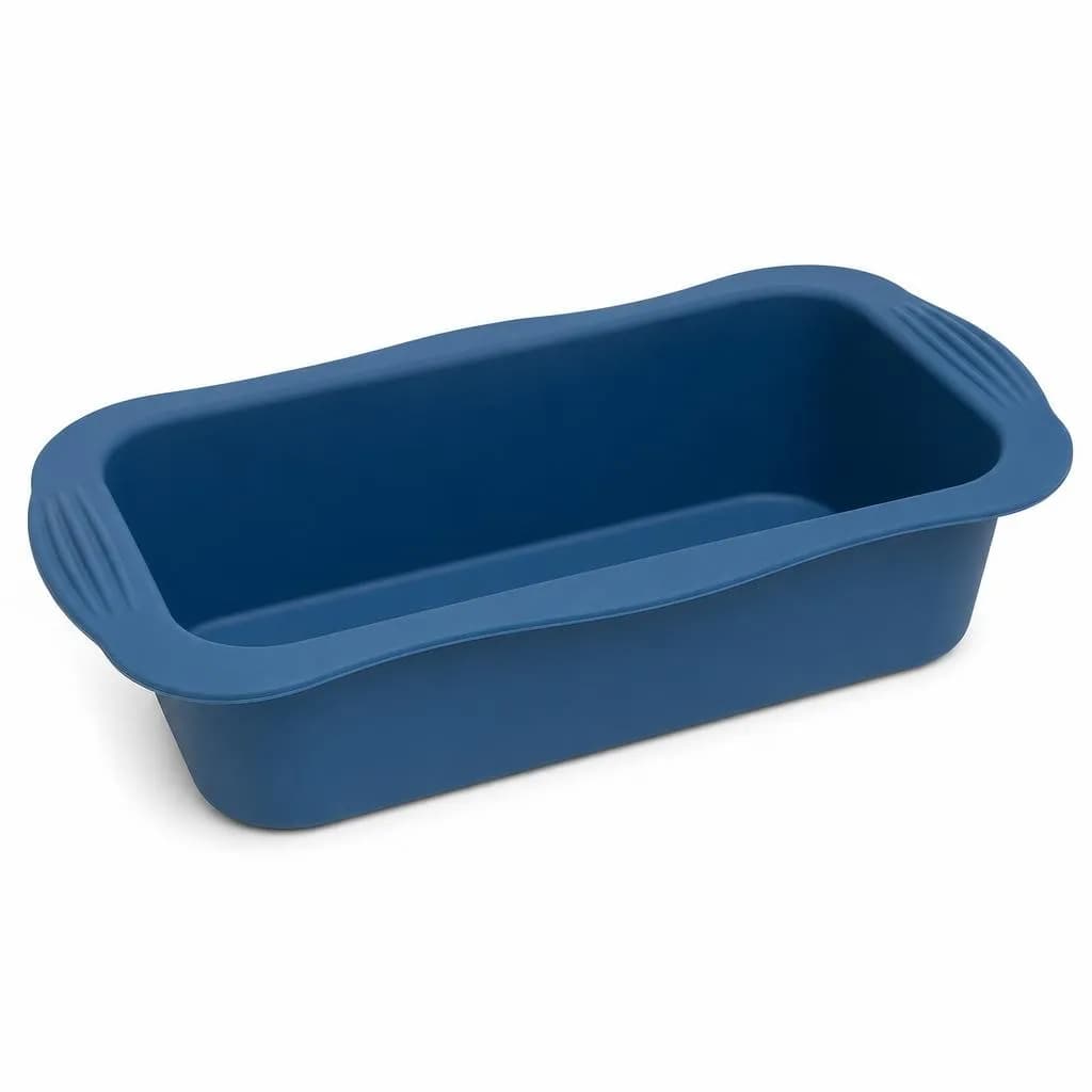 Silicone Loaf Baking Dish - Side Handles, Flexible, Blue