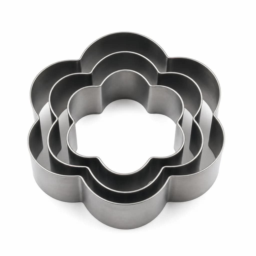 Flower Shape Cookie Cutter Set of 3 - Biscuit, Pastry and Fondant Cutters in Graduated Sizes, up to 9 cm
